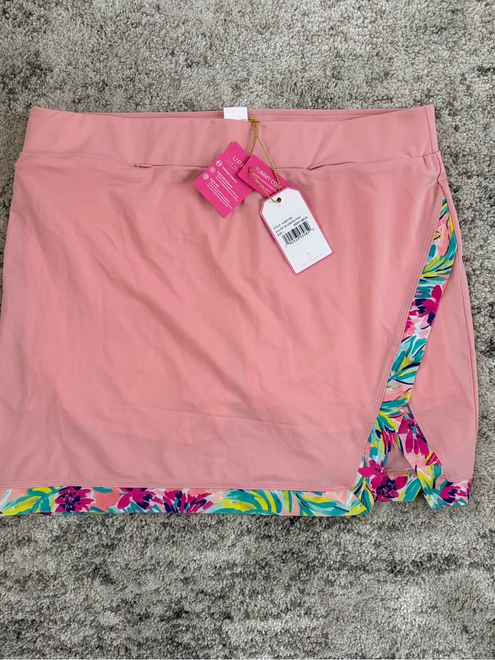 Stella Parker Pink Women's Golf Skort with Floral-Trim Accent